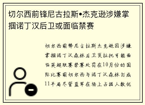 切尔西前锋尼古拉斯•杰克逊涉嫌掌掴诺丁汉后卫或面临禁赛